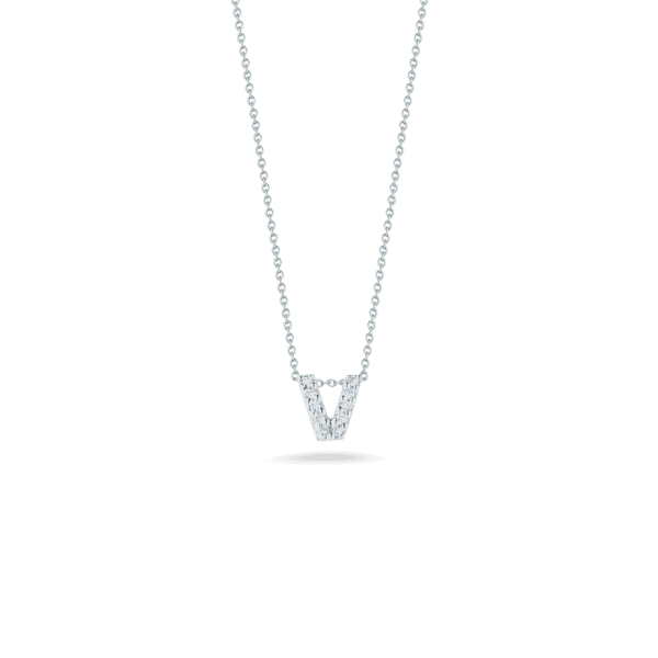 V letter diamond pendant discount